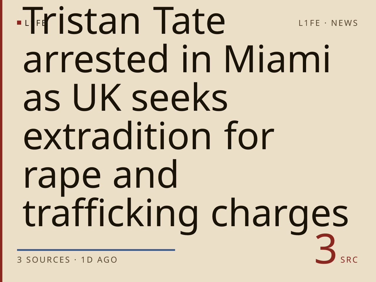 Andrew and Tristan Tate arrested in Miami as UK seeks extradition for rape and trafficking charges
