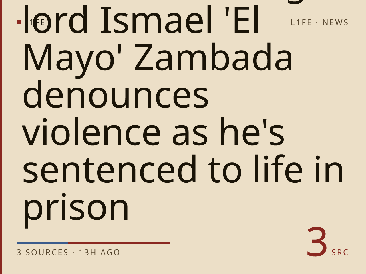 Ex-Mexican drug lord Ismael 'El Mayo' Zambada denounces violence as he's sentenced to life in prison