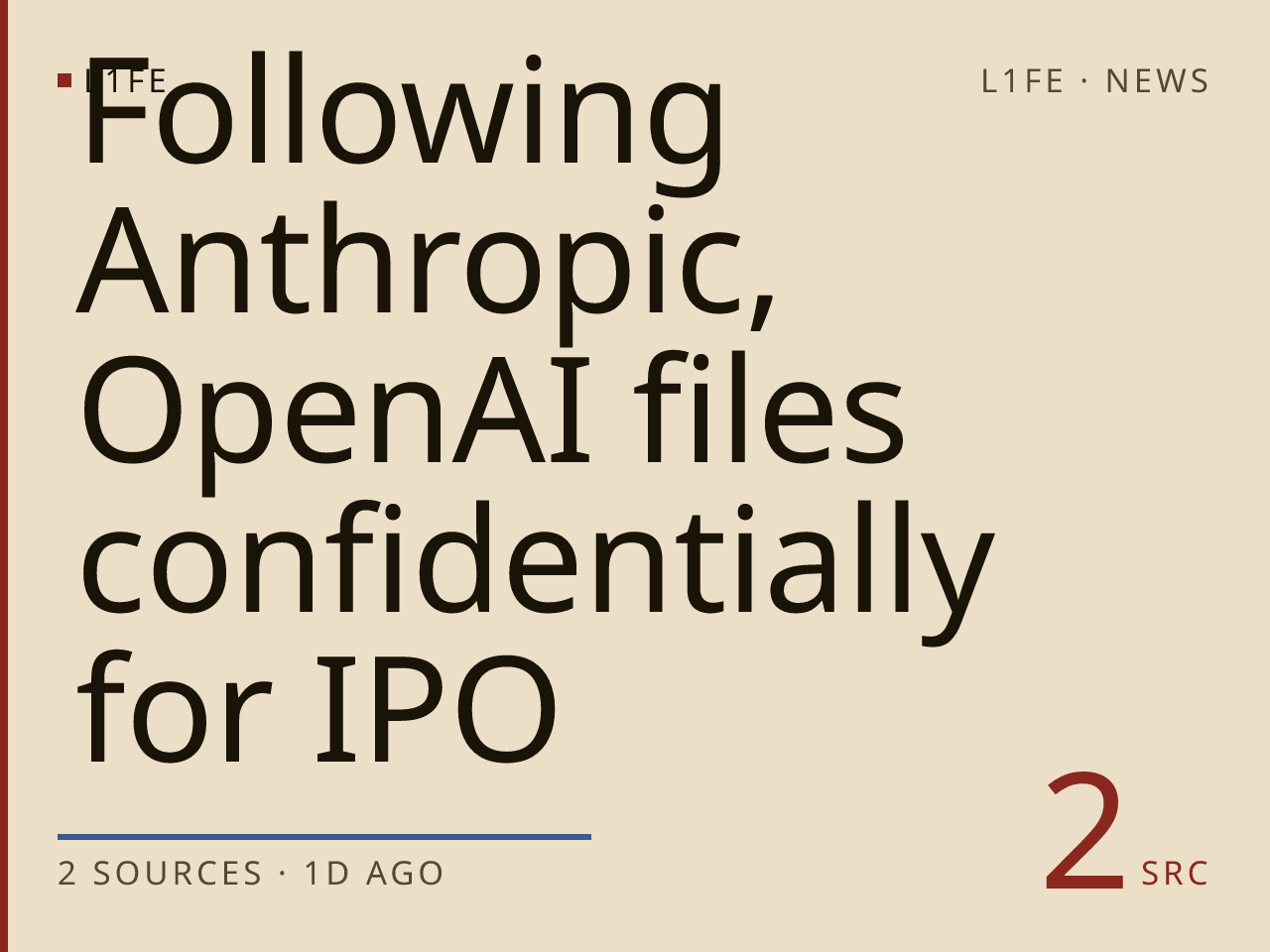Following Anthropic, OpenAI files confidentially for IPO