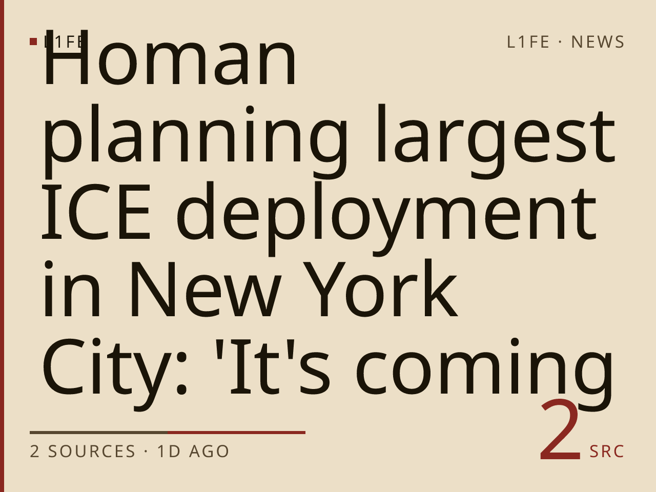 Homan planning largest ICE deployment in New York City: 'It's coming