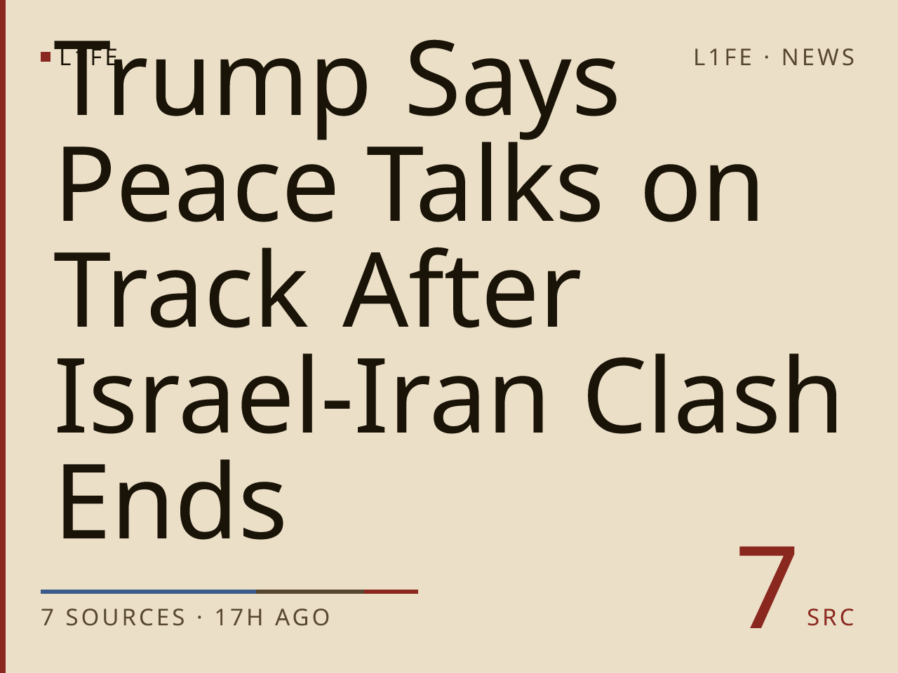 Trump Says Peace Talks on Track After Israel-Iran Clash Ends