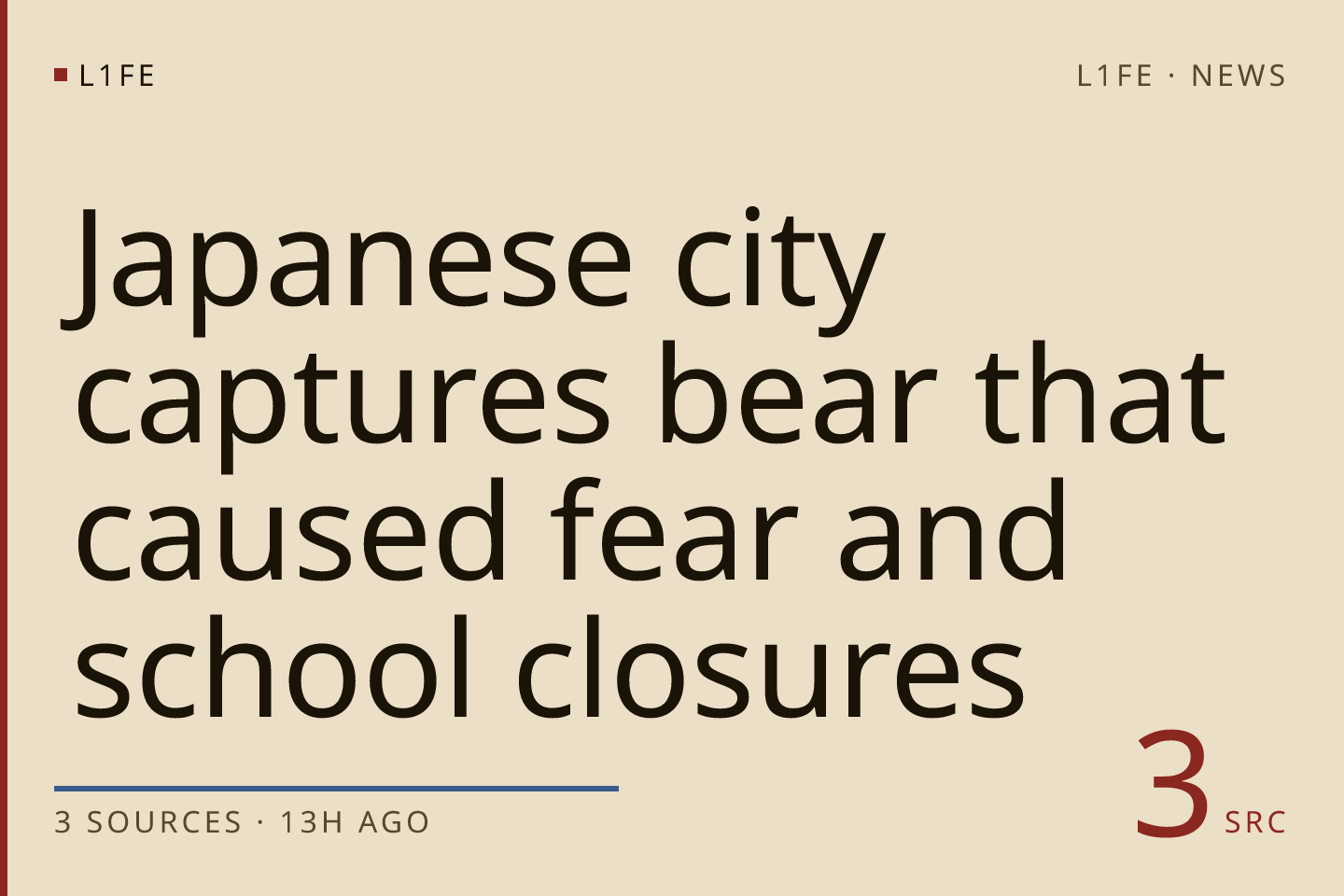 Japanese city captures bear that caused fear and school closures