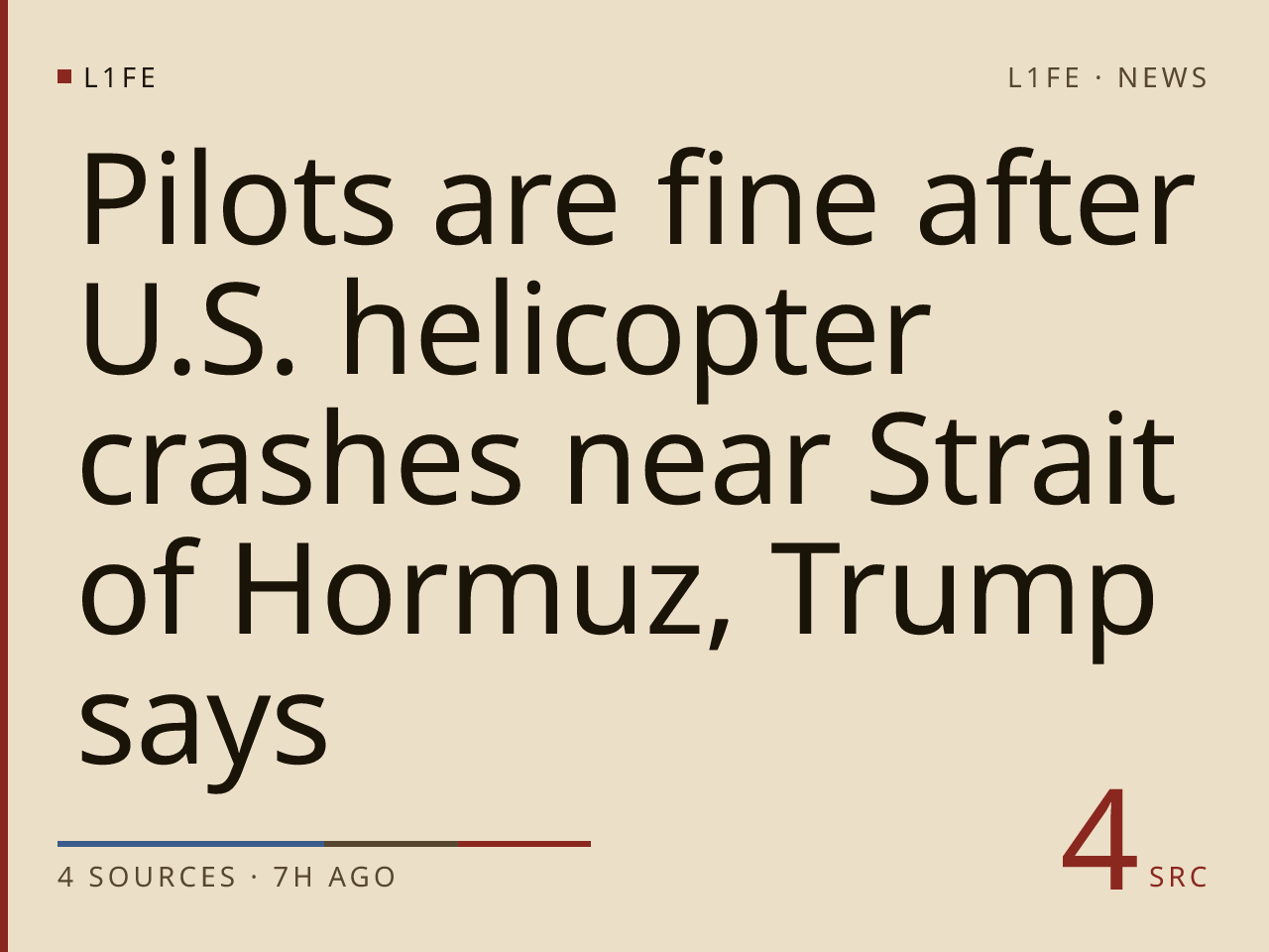 Pilots are fine after U.S. helicopter crashes near Strait of Hormuz, Trump says