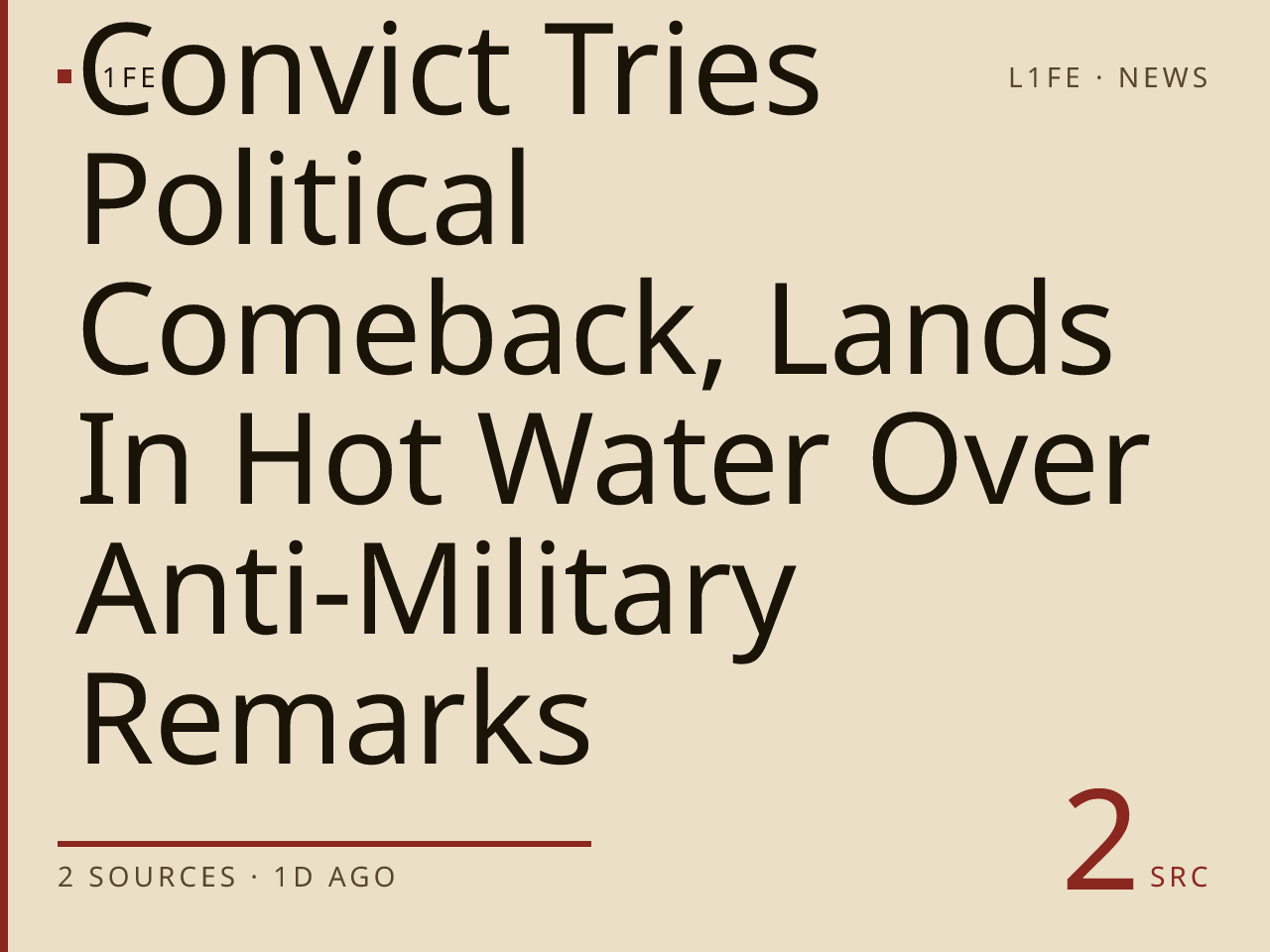 Voter Fraud Convict Tries Political Comeback, Lands In Hot Water Over Anti-Military Remarks
